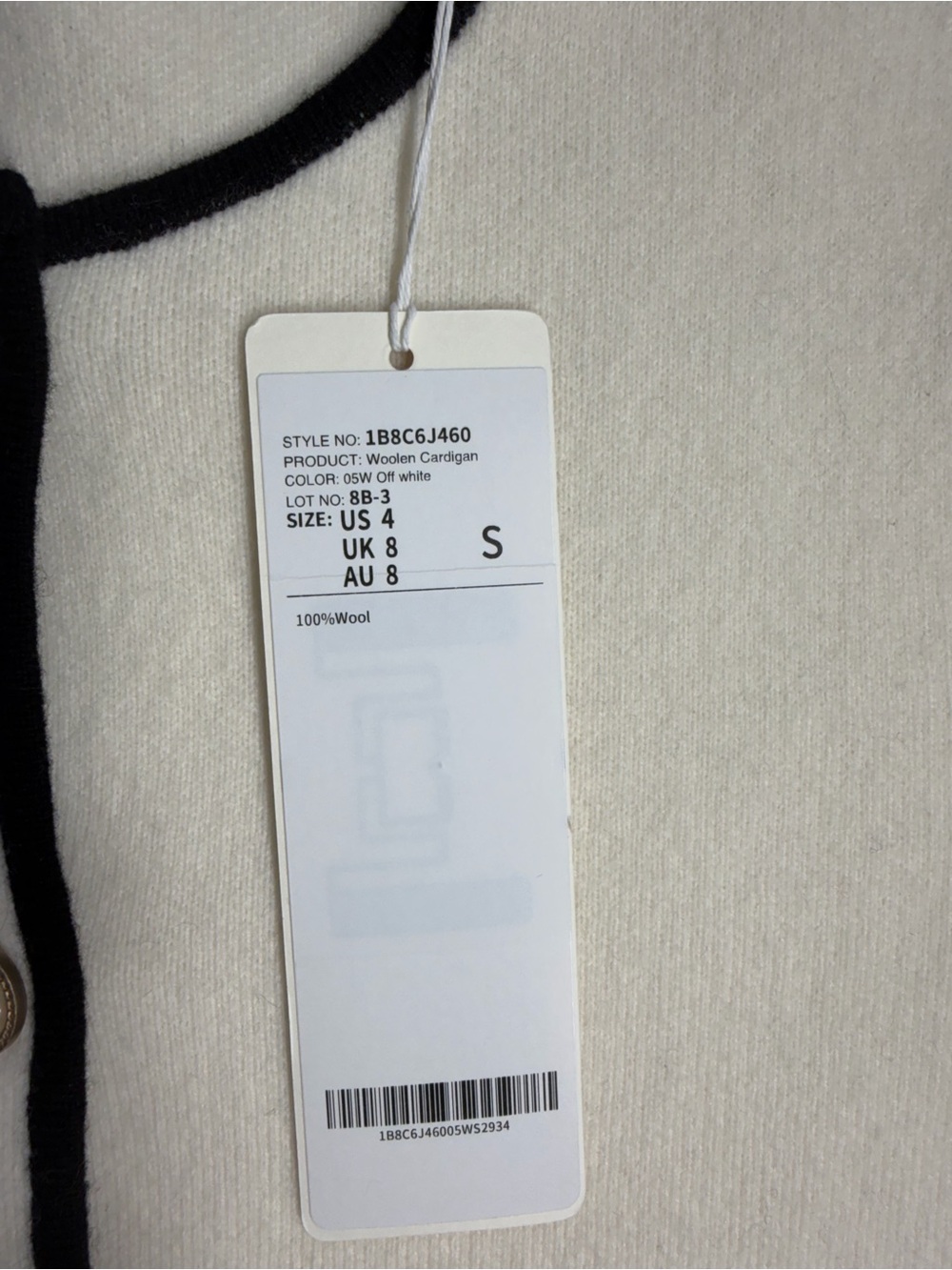 Cream Knit Sweater with Black Trim - Picture 7 of 10
